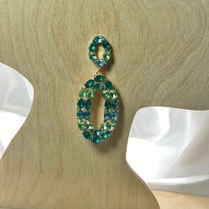 Shades of Green Diamonds Bohemian Oval Alloy Earrings